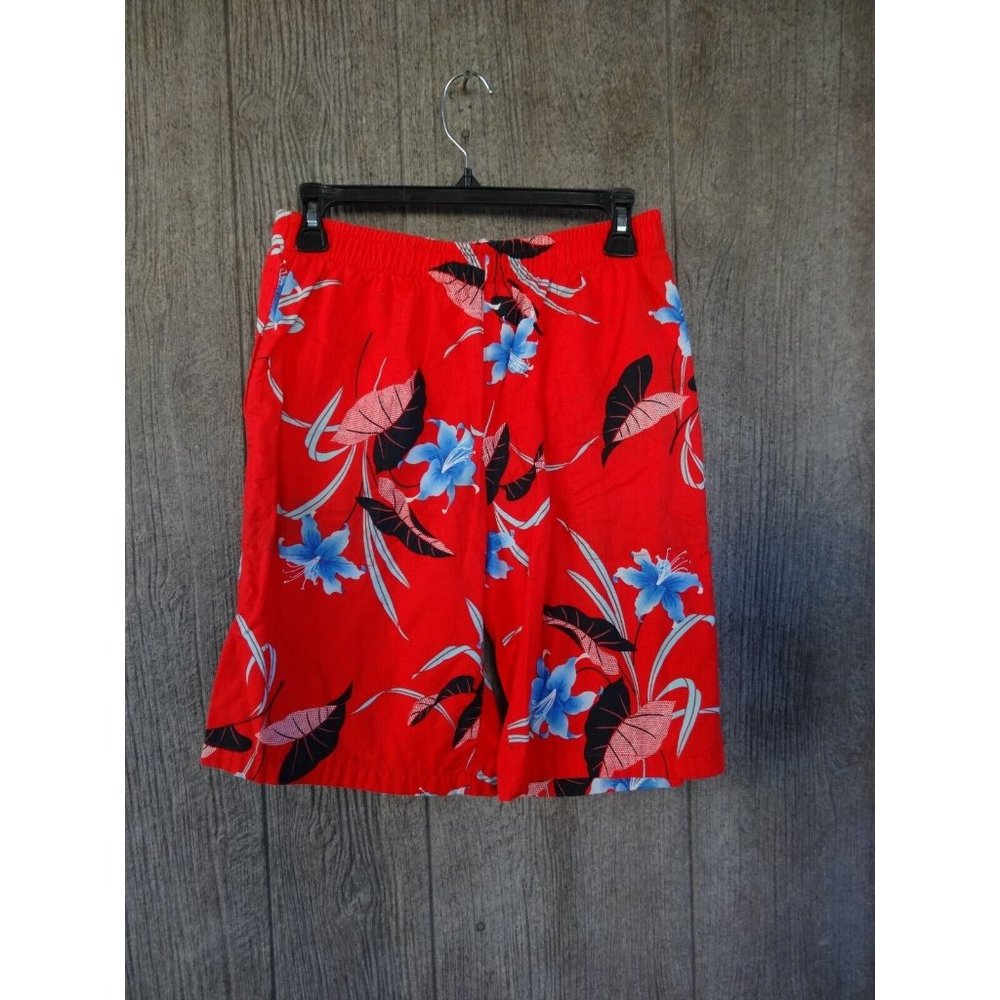 Vtg Hawaiian Bold Cotton Paradise Found Cotton Lined Drawstring Shorts Pullon
